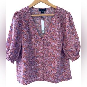 Sanctuary (Anthropology) Floral V-Neck Blouse - L